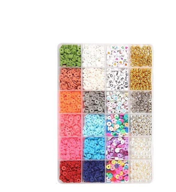 Abalorios Para Hacer Pulseras Kit de cuentas espaciadoras arcilla redondas planas, letras, caja abalorios perlas concha for fabricación joyería, conjunto collar y pulsera DIY(NO.2)
