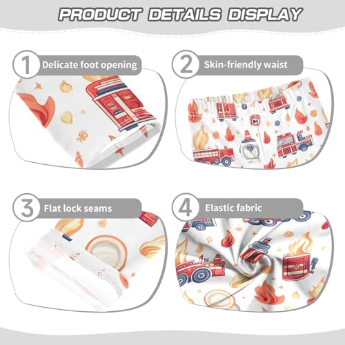 Boccsty Firefighter Fire Truck Cartoon Cars Girls Leggings Kids Yoga Pants Dance Active Tights 4T3