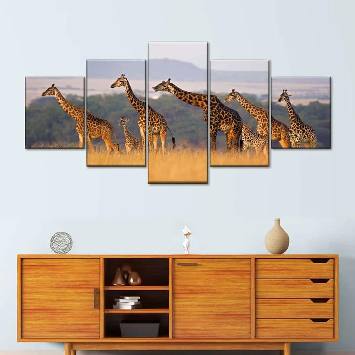 Tableau decoration murale salon girafe 200x100cm pour un voyage en famille unique