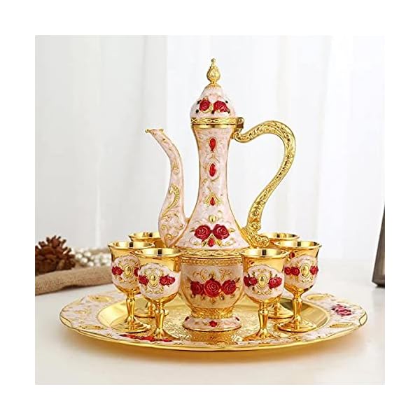 GODNOEI Vintage Metal Turkish Coffee Pot Set Turkish Tea Set with 6