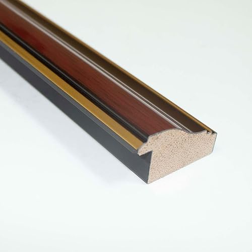 Miniatura 5 de Marco de 28 x 15 pulgadas, color marrón caoba con ribete dorado, ancho del marco de fotos de madera maciza de 1.5 pulgadas, profundidad del marco