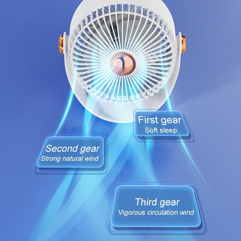 Image of SKYTONE Table Fan For Home | High Speed-Ultra-quiet, 360 Adjustment for Better Cooling-Fan-Upto 8 Hrs. Runtime-3 Speed Modes Portable fan for Home, Office, Kitchen (SKYWHITE)