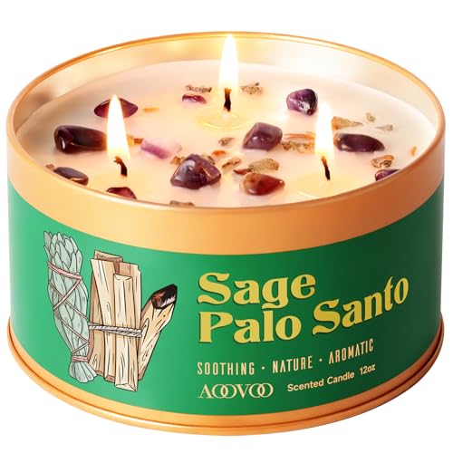 AOOVOO Sage & Palo Santo Candle for Cleansing - 3
