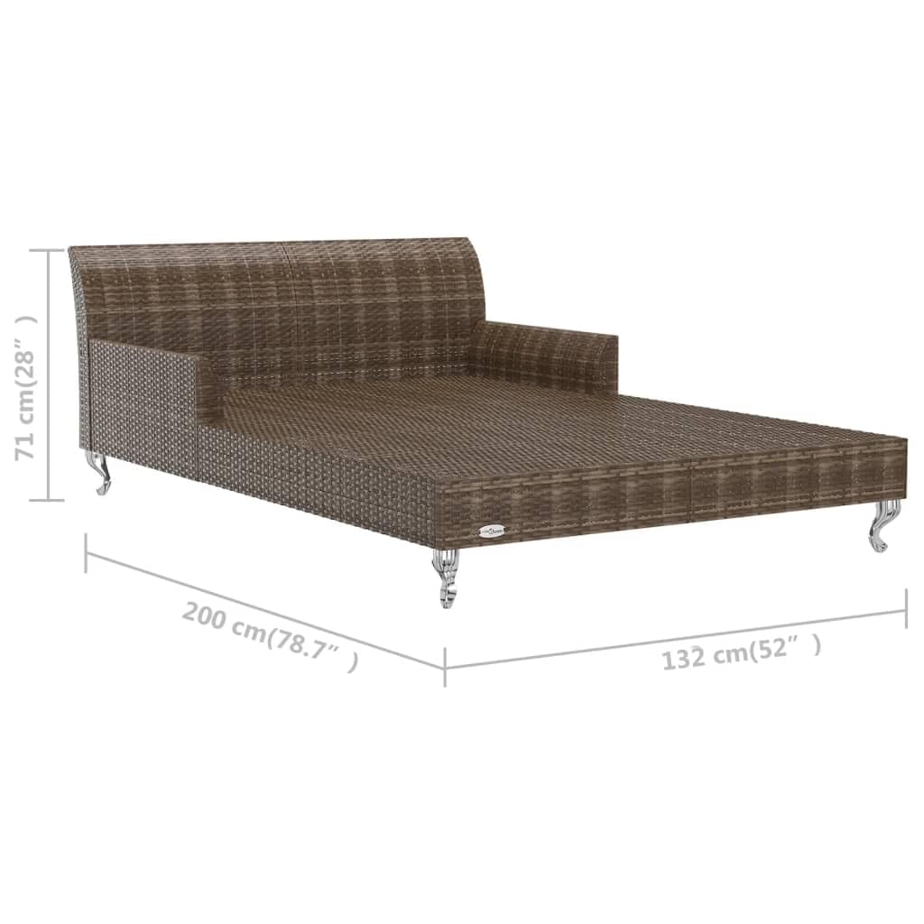 Tumbona para 2 personas de polirratán marrón con cojines, 200 x 132 cm, cama de jardín con mesas auxiliares, cama de exterior para terraza, piscina y balcón, isla de relax para tomar el sol y