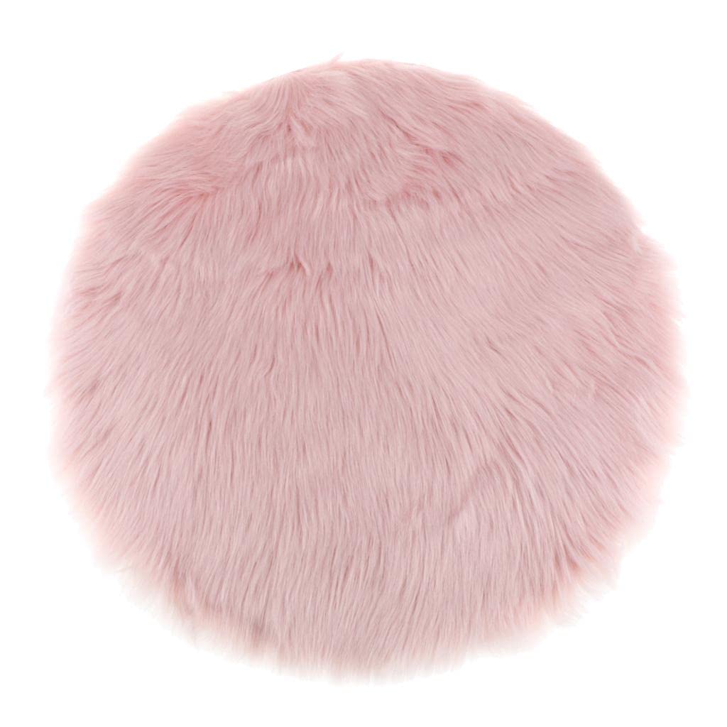 Fluffy Faux Fur Seat Cushion Pad Artificial Sheepskin Mat Pink 33cm | Home & Garden | Rugs & Carpets | Leather Fur & Sheepskin Rugs-image-39