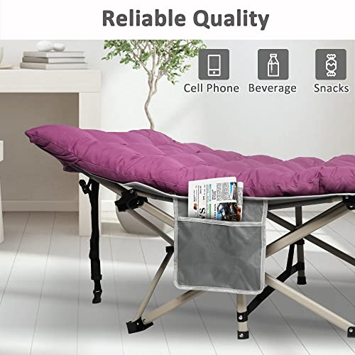 Try & Do Camping Cots For Adults, Folding Sleeping Cot Bed With Removable Mattress, Sleeping Cots For Adults Lightweight Portable Camp Bed For Travel Office Home, Gray+Purple #TOP5