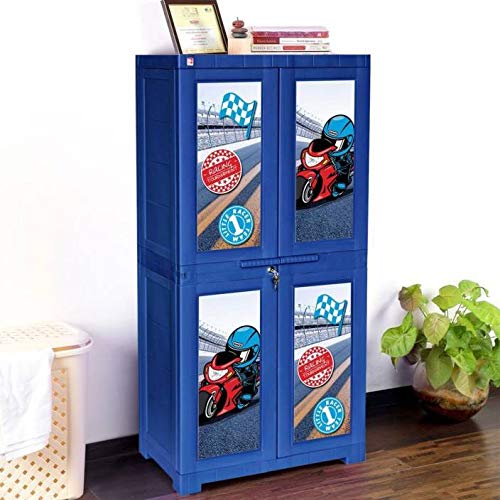 Image of Cello Big Little Racer Kids Plastic Cabinet Blue,2 Door