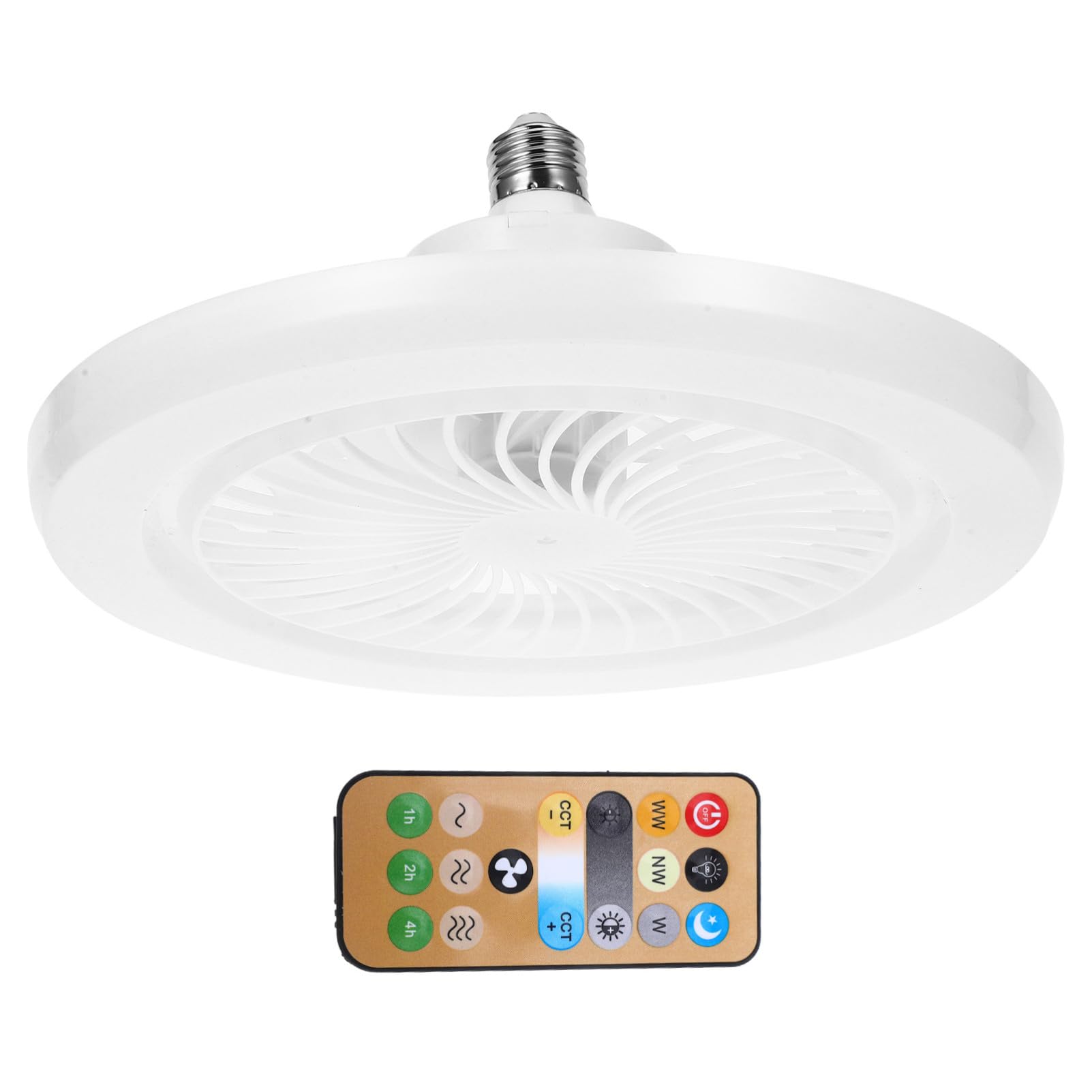KONTONTY Small Ceiling Fan with LED Light Brightness Compact Design for Bedroom Energy Efficient Socket Remote Control Operation for Comfort