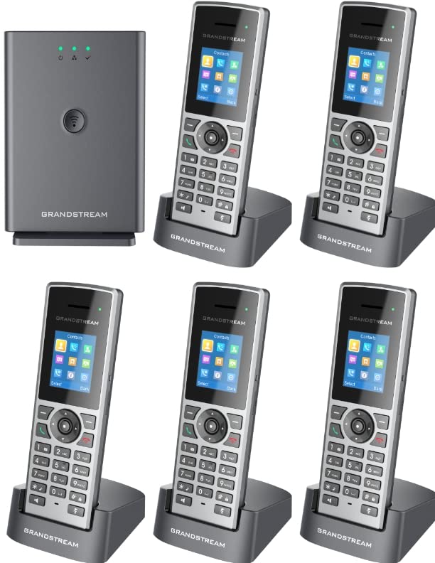 Grandstream DP752 Long-Range DECT Base Station + DP722 Units DECT HD Handset (5 x DP722)