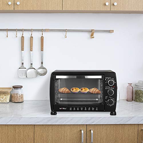 WOLTU Mini-Pizzaoven Dubbele Glazen deur met Bakplaat en Braadpan met Timer 0-250 ° C 1400 W, 20 liter Zwart - Image 3