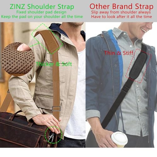 Image of ZINZ 79 inch Shoulder Strap, Extra-thick Fixed Cushion Pad and Dual Clasps Universal Replacement Strap with Metal Swivel Hooks for Laptop Bags, Luggage Bags, Camera, Crossbody(Khaki)