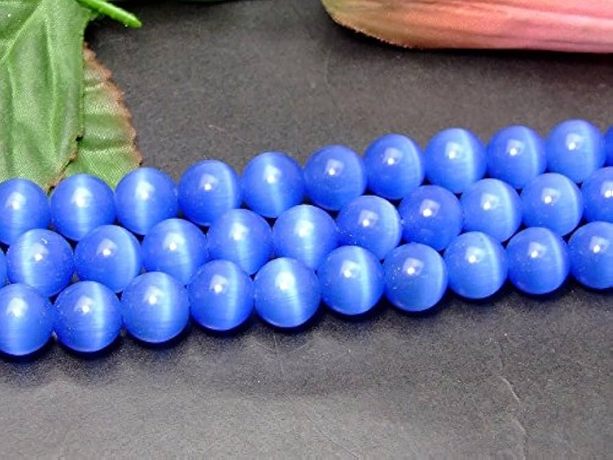 Amazon | g3-1913D AA 10mm 青色 キャッツアイ 猫目石 1連37cm