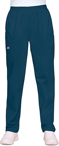 Miniatura 4 de Cherokee Uniformes médicos para mujeres Pantalón cargo de tiro natural cónico de vestir con 4 bolsillos, tela resistente a la decoloración - 4200