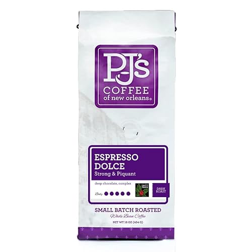 PJ's Espresso Dolce - Café con sabor a grano entero, sabor dulce y suave a chocolate, 16 onzas (paquete de 1)