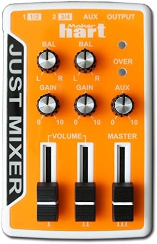 JUST MIXER Audio Mixer - Battery/USB Powered Portable Pocket Audio Mixer w/ 3 Stereo Channels (3.5mm) Plus On/Off Switch