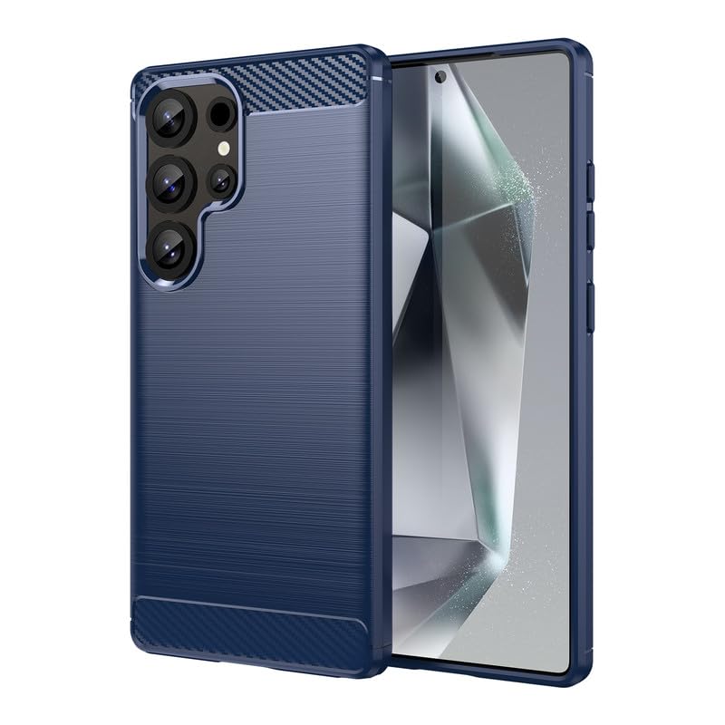 Image of Hybrid Carbon Fiber Back Case for Samsung Galaxy S25 Ultra (Blue)