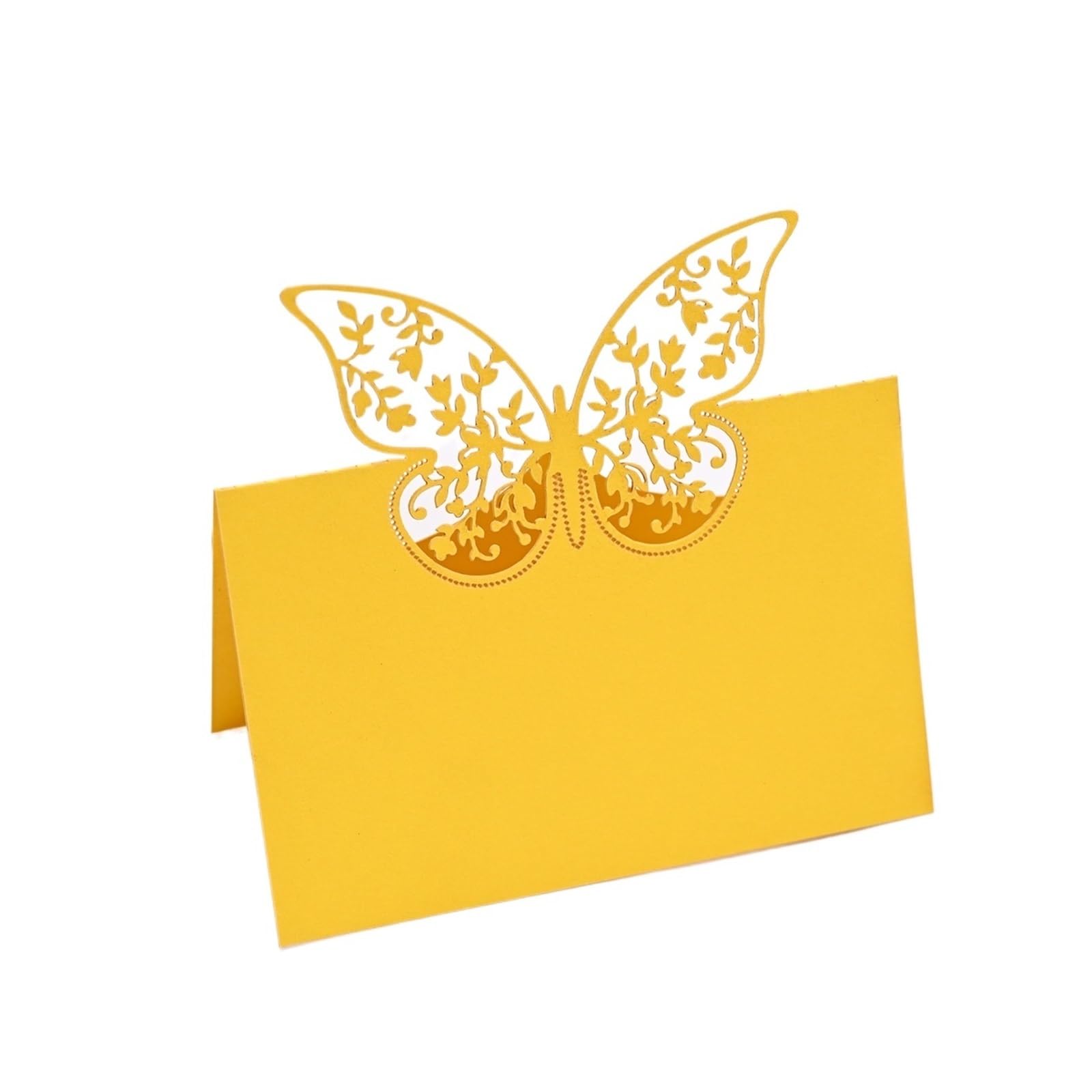Biglietto per posto nuziale 20/50 pezzi Laser Hollow Farfalla Segnaposto for matrimoni Banchetto Festa Sedile Nome Accedi Tavolo Biglietto di auguri con fiori(Yellow,50pcs)