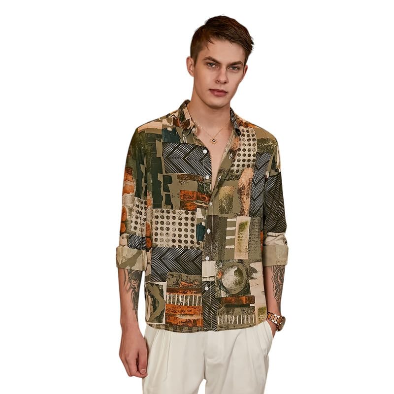 Image of CAHOOT Men's Shirt for Casual Wear | Spread Collar | Long Cuffed Sleeves | Button Closure | Shirt Crafted with Comfort Fit for Everyday Wear