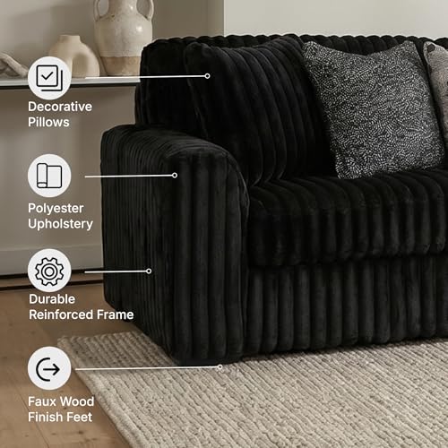 Image of Signature Design by Ashley Midnight-Madness Contemporary L-Shaped 2-Piece Sectional Sofa with Chaise for Living Room, Black
