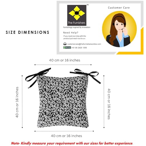 Image of Pack of 2 Washable Weaved Seat Cushions with Micro Fiber Filler & Ties, Size 16 x 16 Inches | 40 x 40 cm for Sitting, Pooja, Dining Table, Outdoor Black Animal, 40x40 CM