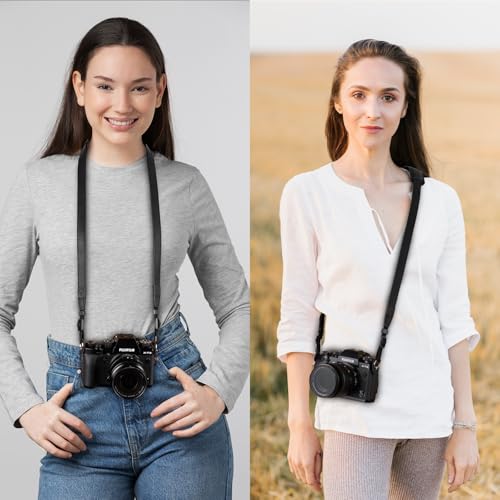 MUZIRI Ceinture en cuir véritable avec bandoulière réglable et anneaux triangulaires pour appareils photo numériques - Longueur 90 à 140 cm – vue 6