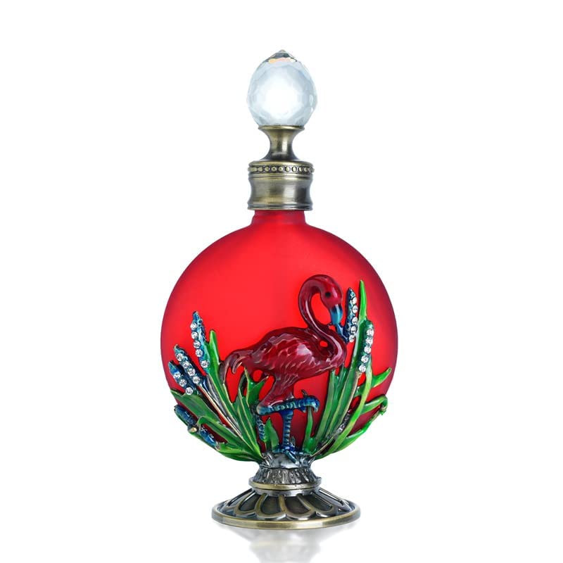 YU FENG Red Flamingo Perfume Bottles Empty Vintage Decorative Refillable Crystal Glass Perfume Bottle(30ML)