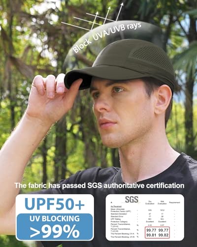 Miniatura 2 de Gadiemkensd Folding Running Men Hat Long Brim Golf Hats Quick Dry Baseball Caps Unstructured Breathable Light Cooling Cap Adjustable Trucker Hat For Outdoor Sport Hiking Workout Army Green