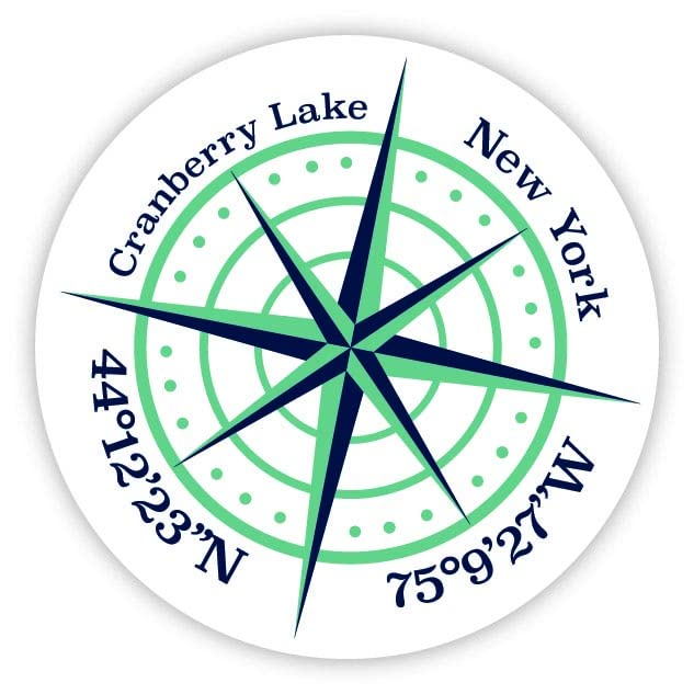 Cranberry Lake New York 2-Inch Vinyl Decal Sticker Latitude Longitude Compass Design