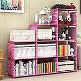 G-KAMP JAPAN Simple Bookshelf/Multipurpose Rack/Children Bookcases/File Rack for Office/Storage Organizer/Cabinet Shelves for Bedroom Office Living Room (12 Layer, Pink)