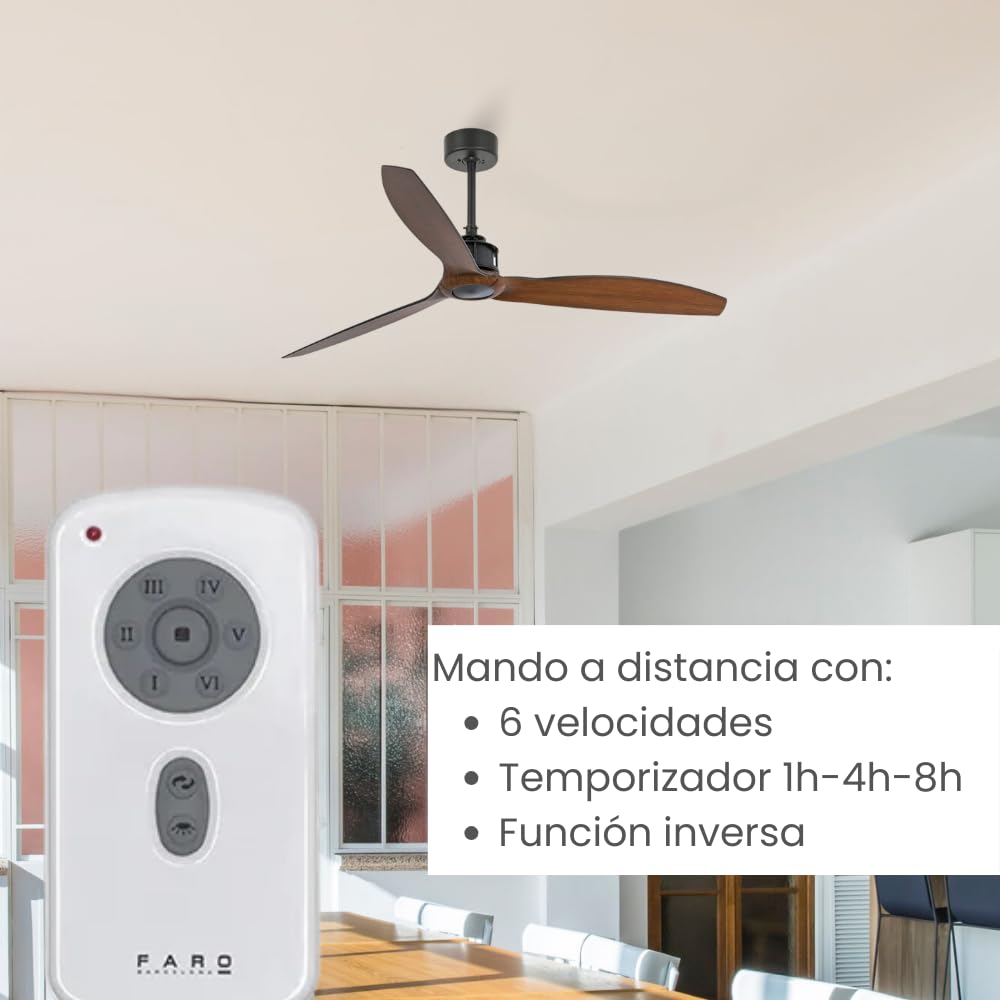 Faro 33395 - JUST FAN Ventilatore da soffitto nero/legno con motore DC