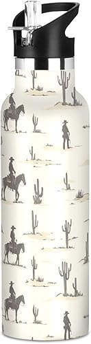 Miniatura 21 de Western Cowboy Boho Cactus Vast Wilderness, Reusable Water Bottle Insulated with Straw Double Wall Vacuum Insulated Leakproof and BPA Free for Gym