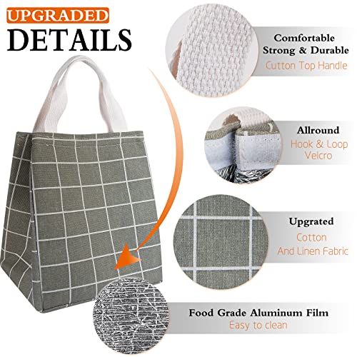 Daixers Lunch Bag Insulated Lunch Box For Women Men,Reusable Adult Lunch Tote Bags For Work Or Travel (Gray Plaid) #TOP2