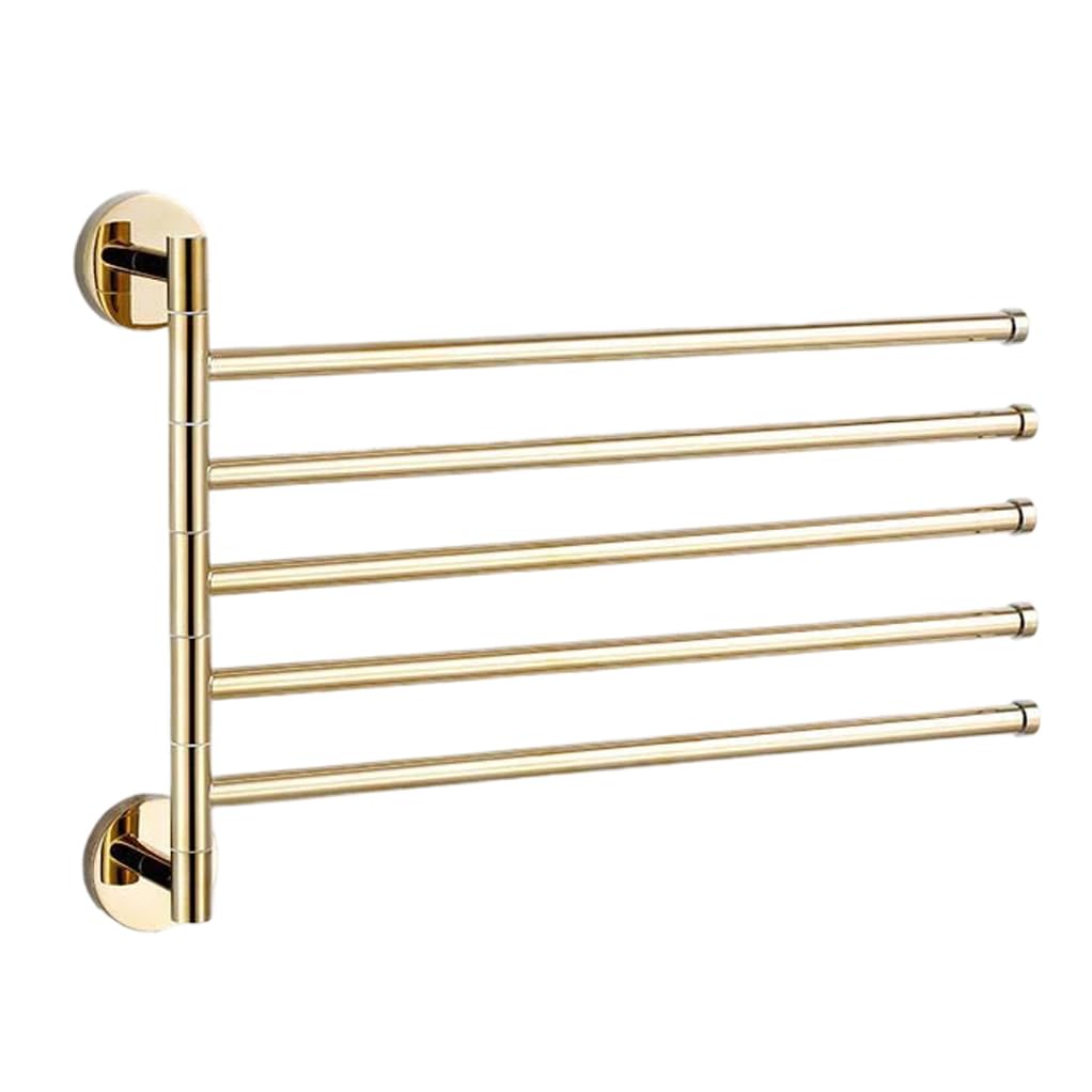 Modern Swing Out Towel Bar Rack Brass 2-5 Bar Folding Arm Swivel Hanger Bathroom Storage Organizer Rustproof Wall Mount Polished Chrome Finish Shower Room, Kitchen, Door 5bar