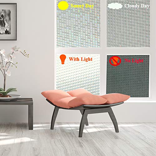 3D Crystal Mosaic Privacy Window Films Decorative Glass Door Clings(Rainbow Effect With Sunlight) Static Cling Window Treatment Anti Uv/Reduce Heat For Home Office,35In. By 78.7In. #TOP5