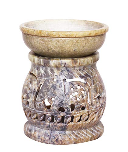 Valentine's Day Gifts Hand Carved Essential Oil Burner Diffuser Made Of Soapstone With Tea Light Holder Aromatherapy (Design6) #TOP13