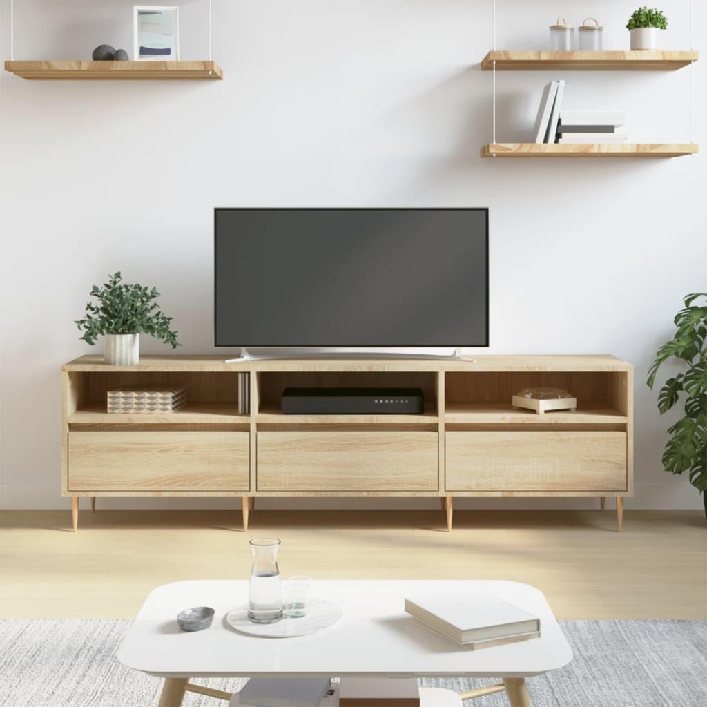 Meuble TV en chêne Sonoma 150 cm, la solution gain de place en bois d'ingénierie