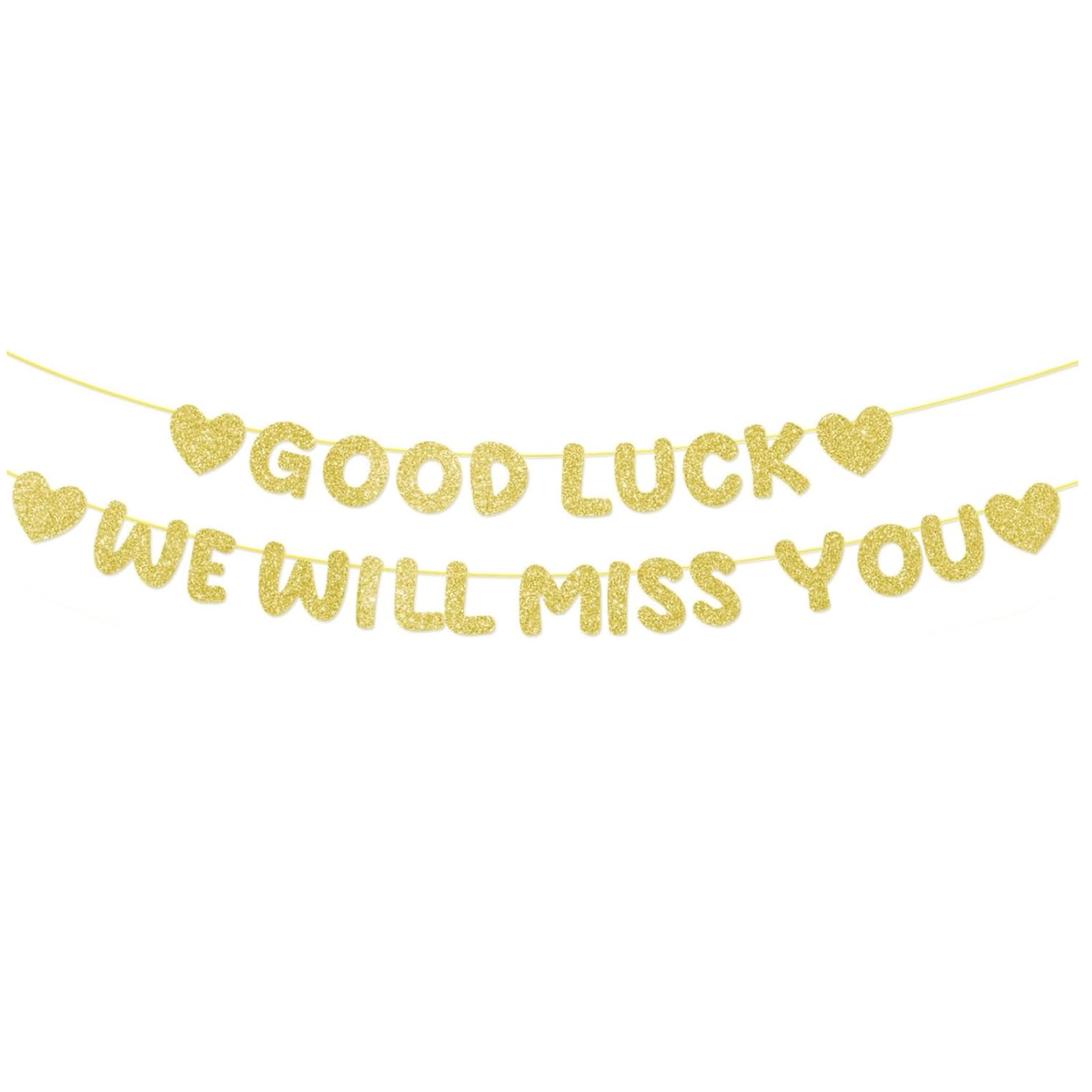 Good Luck Banner - Gold Farewell Decor for Retirement, Moving Away & Graduation - Pre-Assembled Hanging Banner for Adult Parties