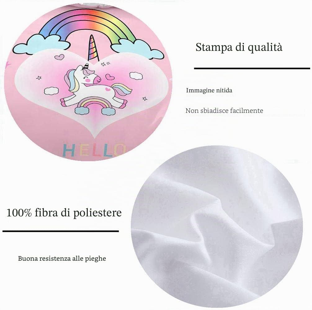 Set biancheria da letto per bambini - Motivo unicorno rosa - Bellissimo arcobaleno - Nuvola bianca - 135 × 200 cm - Motivo unicorno - Set biancheria da letto con 2 federe (135 × 200 cm, rosa 2