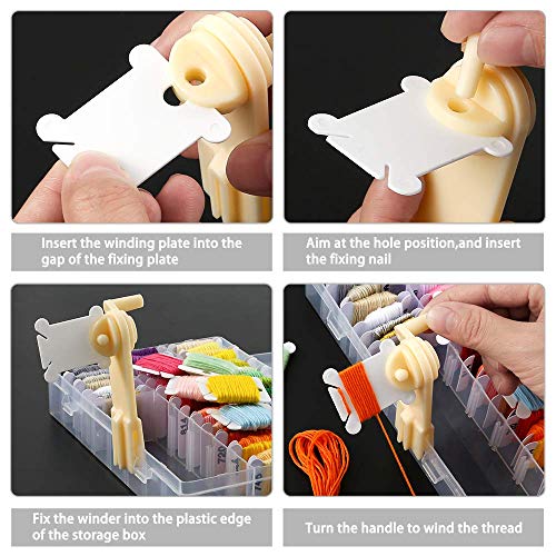 Epesl Embroidery Floss Organizer Box Tools - Bobbin Winder, 1 Removable 36 Compartments with 120 Floss Bobbins and Stickers for Craft DIY Cross Stitch Thread Sewing Bead Jewelry Diamonds Storage - Image 4