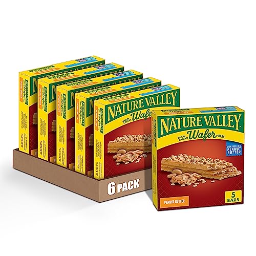 Image of Nature Valley Crispy Creamy Wafer Bars, Peanut Butter, 4g Protein, 5 Bars, 6.5 oz (Pack of 6)