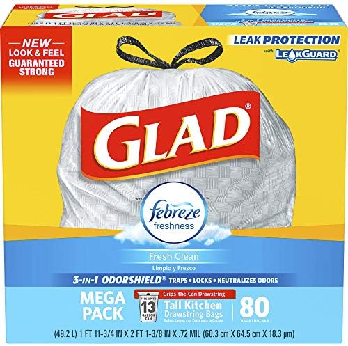 Glad OdorShield Trash Bag, White, 80 Count