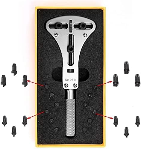 LLF Watch Screw Case Back Opener Remover Repair Tool Large Wrench & 12 Bits (55mm Watch Back case)