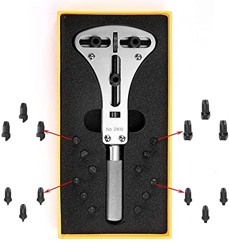 LLF Watch Screw Case Back Opener Remover Repair Tool Large Wrench & 12 Bits (55mm Watch Back case)