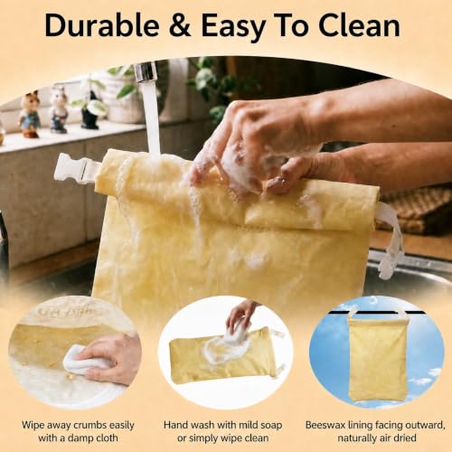 2 Pack Beeswax Bread Bags for Sourdough Homemade Bread, linen bread bags | Natural Beeswax Lining, Reusable Storage, Keep Loaves Fresh, Freezer-Friendly, 13x17inch Large Capacity, Fits Artisan Bread - image 5