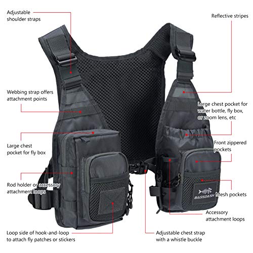 Image of Bassdash FV08 Ultra Lightweight Fly Fishing Vest for Men and Women Portable Chest Pack One Size Fits Most