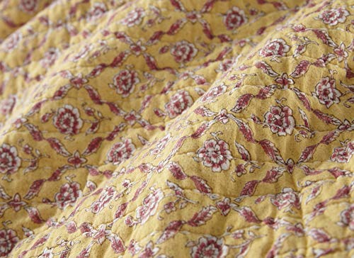Chezmoi Collection Delaney 1-Piece Floral Patchwork Pre-Washed 100% Cotton Quilted Reversible Throw Blanket #TOP2