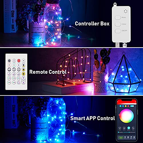 Smart Fairy String Lights: 33 Ft Usb Bluetooth Twinkle Lights With Timer And Remote, Music Sync And App Controlled Funny Modes Color Changing Firefly Lights For Indoor Decor #TOP1