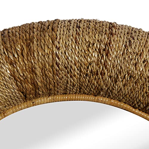 Deco 79 Coastal Rattan Round Wall Mirror, 35" X 3" X 35", Brown #TOP4