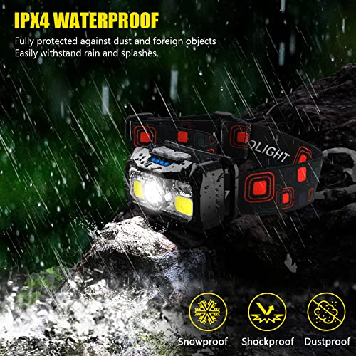 Mioisy Headlamp Rechargeable, 2Pack Led Head Lamp Outdoor With White Red Lights, 1200 Lumen Super Bright Head Flashlight, 8 Modes, Motion Sensor, Waterproof Head Light For Camping Fishing Running #TOP5