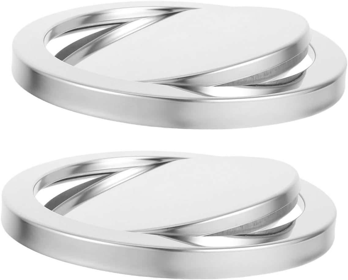HANABASS 2pcs Swing Top Trash Can Lids Embedded round Stainless Steel Covers Fits 21.5-24cm Openings Flush Countertop Trash Can Swing Flap Garbage Bin Lid for Bathroom Kitchen